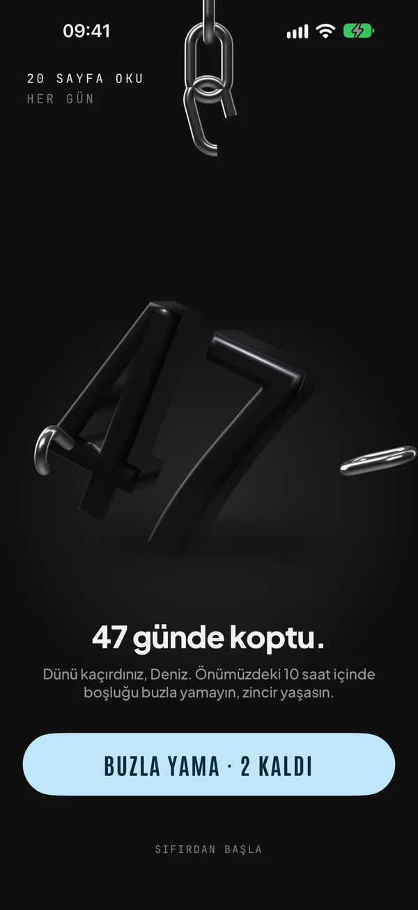 Koptu ekranı: kırılmış 47 yerde duruyor.